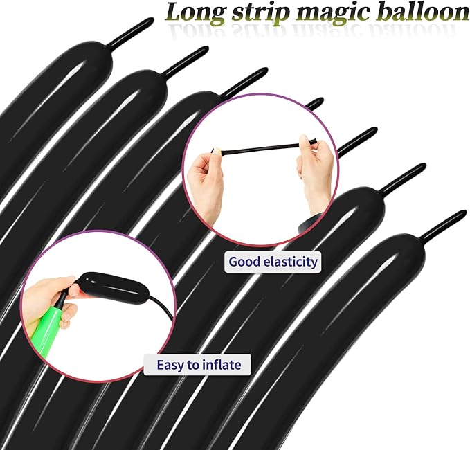 Black 260 balloons, Thickening Latex Black 260q Balloons - Image 4