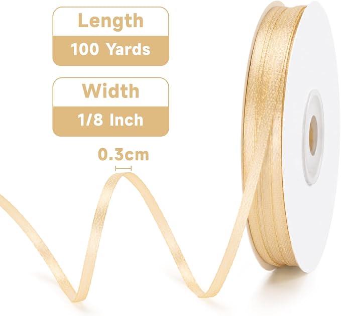 KINGLAKE Champagne Gold Satin Ribbon - Image 2