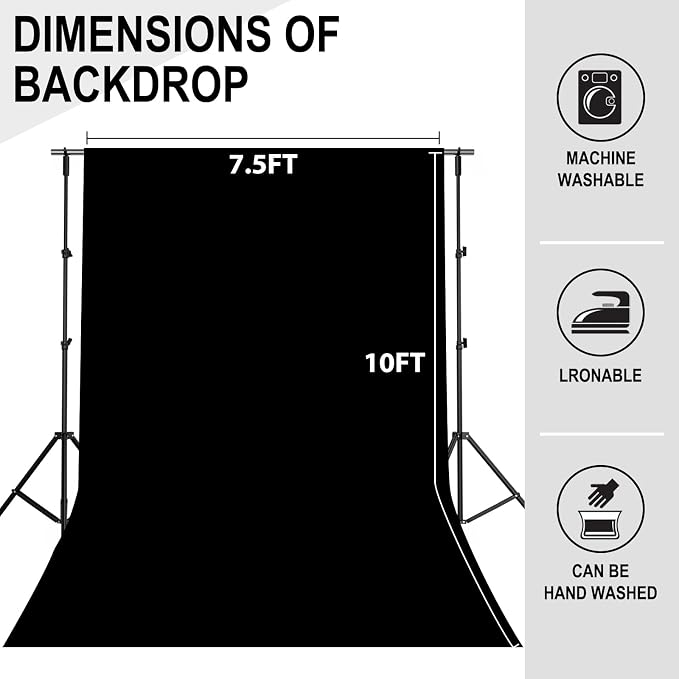 GFCC 7.5FTx10FT Black Backdrop Background - Image 4