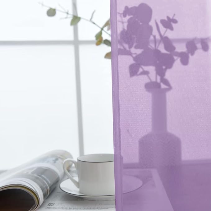 SpaceDresser Lavender Sheer Curtains 4 Panels Rod Pocket Semi-Sheer Curtain 90 - Image 5