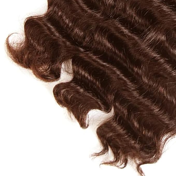 Brown Human Hair Bundle Color 4 Deep Wave Bundles Niegmeag Brazilian Virgin Remy Hair 3 Bundles 14 16 18 Inch Double Weft Dark Brown Bundle Hair Weave