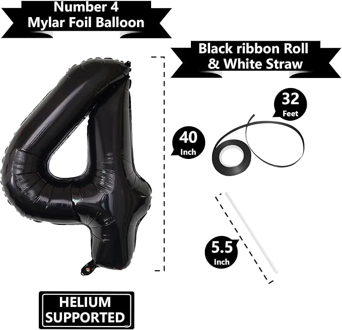 Number Balloons Black Party Balloon - Image 3