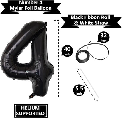 Number Balloons Black Party Balloon - Image 3