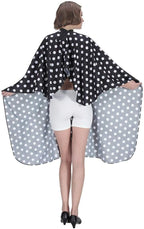 Professional Salon Cape - Polyester Hair Cutting Cape, 54"x62", Black and White Dots