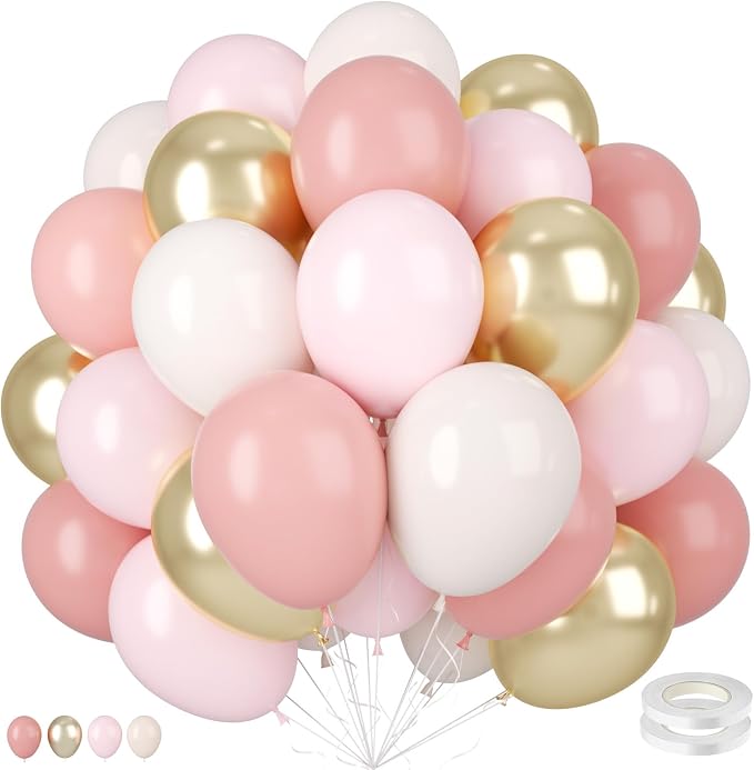 Dusty Pink Gold Balloons by BIAPIAN