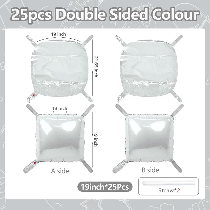 NISOCY 25PCS Gray Square Foil Balloons Wall Backdrop | Double Sided Grey - Image 2