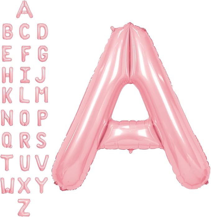 SUWEN 40 Inch Pink Large A Letter Balloons Big Foil Helium A-Z | Jumbo Mylar by SUWEN