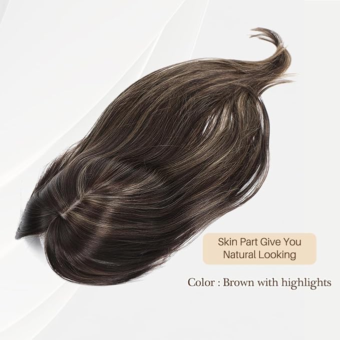UDU Hair Toppers for Women: Synthetic Fiber, Ash Brown, Multi-layer, Long Straight Wavy, Clip in Wiglets with Fringe Bangs