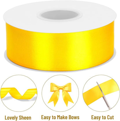 KINGLAKE Yellow Satin Ribbon – 1-1/2 Inch x 2 Rolls Golden Yellow Maize Yellow - Image 3