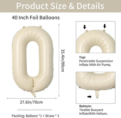 Biapian 40 Inch Letter O Balloons, Giant Cream O Foil Balloon, Big Single - Image 2