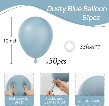 Dusty Blue Balloons 12 inch, Gender Reveal, Baby Shower, Birthday Party - Image 2