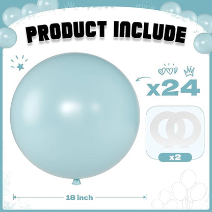 Mist Blue Balloons 18 Inch 24 Pack Matte Helium Latex Round Balloons - Image 2