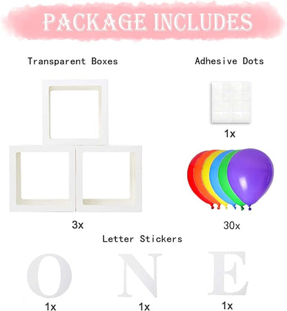 First Birthday Decorations for Boy Girls, ONE Balloon Boxes - Image 3