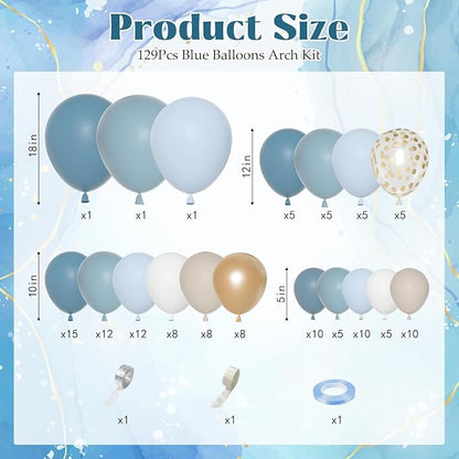 Ouddy Party Dusty Blue Balloons Arch Garland Kit 18 12 10 5 Inch | Different - Image 2