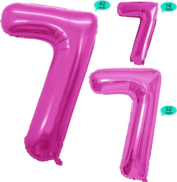Pink Foil Balloons Number 7, Huge Number Balloons - Image 2