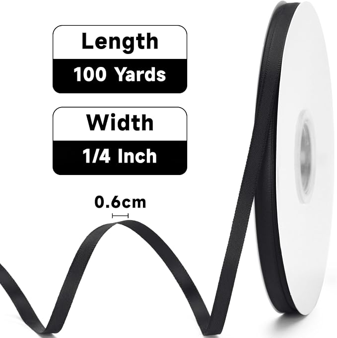 KINGLAKE Black Satin Ribbon - Image 2