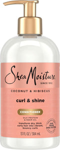 SheaMoisture Curl & Shine Conditioner Coconut & Hibiscus, for Thick, Curly Hair to Moisturize & Soften, 13 oz