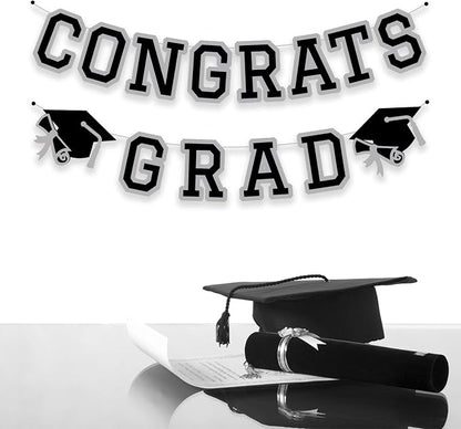 Congrats Grad Banner Graduation Party Banner Decoration Hanging Garland High - Image 3