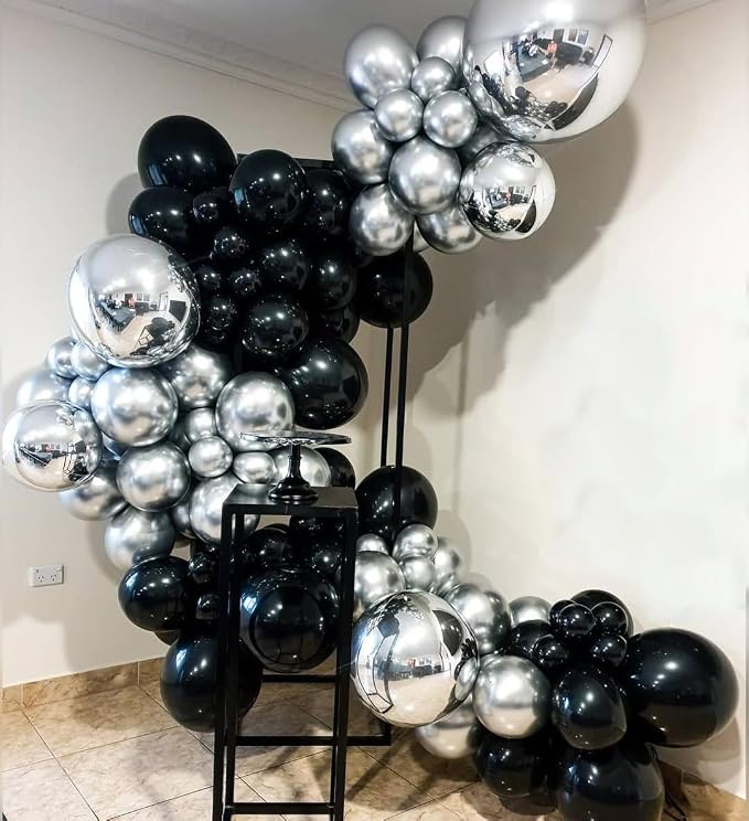Black and Silver Balloons Arch Kit - Image 5