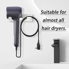 Hair Dryer Holder, Wall Mounted Rack Compatible with All Hair Dryer, Space Organizer for Bathroom/Bedroom/Washroom/Barbershop, 304 Stainless Steel, Self Adhesive (Silver)