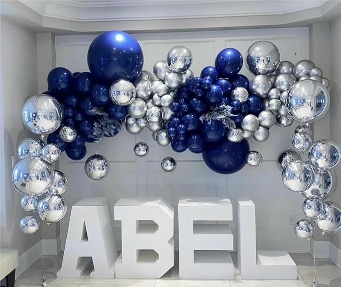 MEBAY Blue White Silver Balloons Garland Arch Kit - Image 6