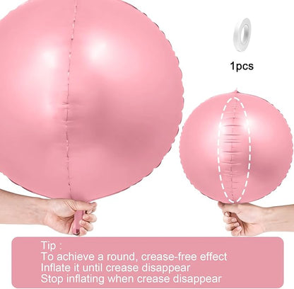6Pcs Baby Pink Round Foil Balloons, 22inch Large 4D Helium Light Pink Mylar - Image 8