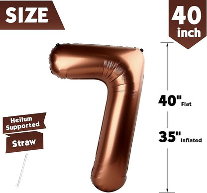 40 Inch Brown Number 7 Balloon Birthday Party Decorations - Image 5