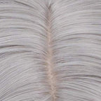 BUFASHION 14" Women Short Silver Kinky Straight Cosplay Synthetic Wigs With Air Bangs 46 Colors Available (Silver)