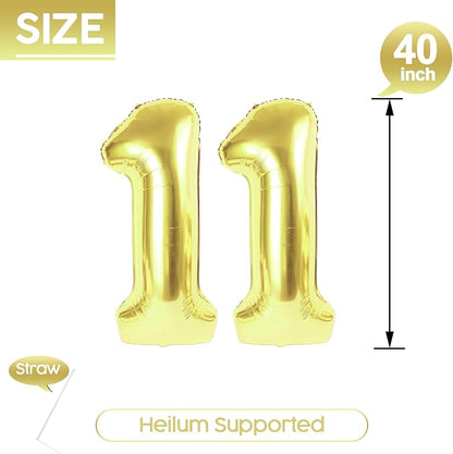 11 Balloon - Champagne Gold Birthday Number Balloons, 40 Inch Decorations | - Image 5