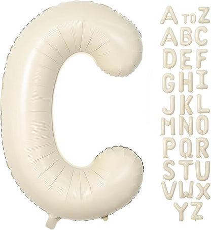Cream Letter C Balloons, 40 Inch Balloons Letter C Mylar Helium Large C Balloon by BBPOOL