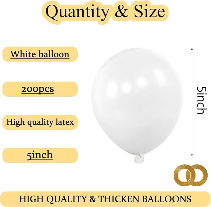 200pcs White Balloons 5 Inch, Small Mini Latex Balloons - Image 5