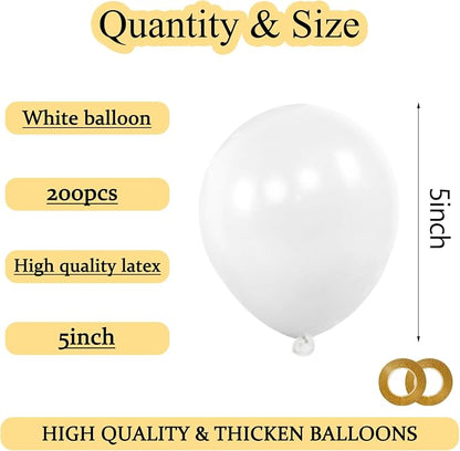 200pcs White Balloons 5 Inch, Small Mini Latex Balloons - Image 5