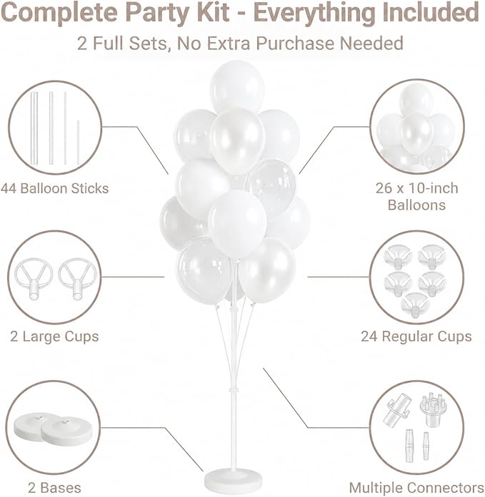 Pearl white Balloon Column Kit Set of 2 - Image 2
