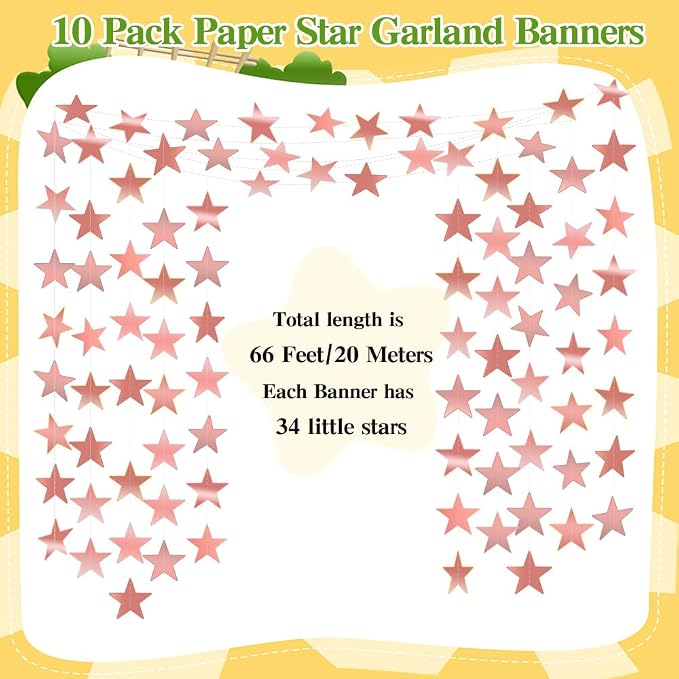 Star Garland, Rose Gold Star Garland Banner - Image 4
