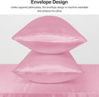 Lirex Satin Pillowcase for Hair and Skin, Super Soft and Cooling Similar to Silk，2 Pack King Size 20"X 40" Pillow Cases with Envelope Closure, Gifts for Women Men, Sakura Pink