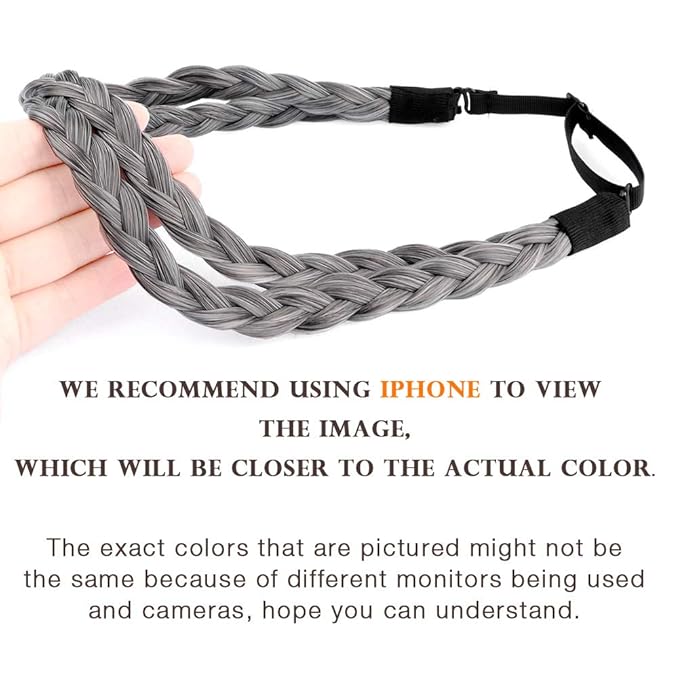 DIGUAN Double Three Strand Synthetic Hair Braided Headband Hairpiece Extension Women Girl Beauty accessory (Dark Gray)