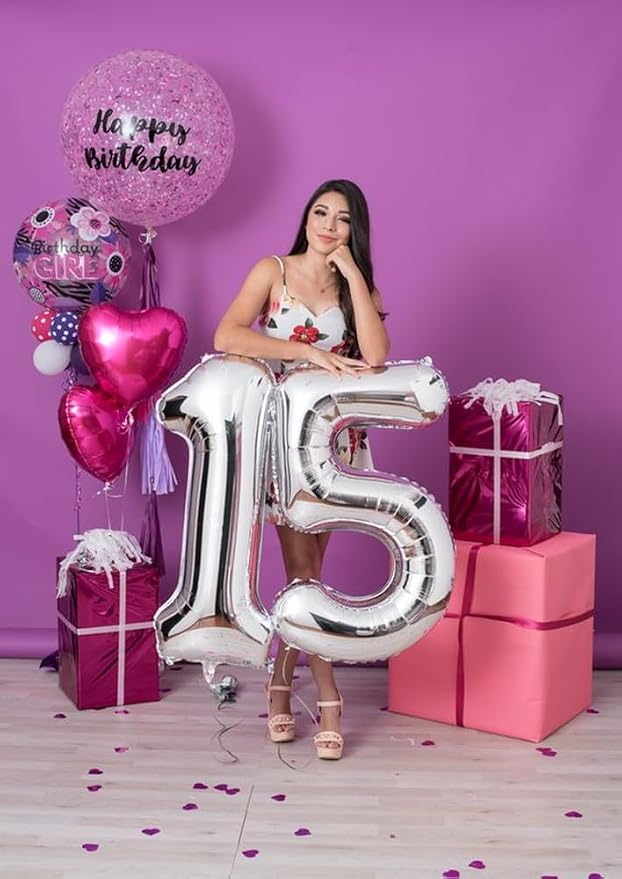 Large Number Balloons 40 Inch Silver 5 Balloon - Image 2