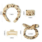 7 Pcs Spa Set, Facial Headband and Wristband Set, Skincare Accessories, College Style Girl Idea Gifts, Hair Accessories for Women and Girls（Leopard）