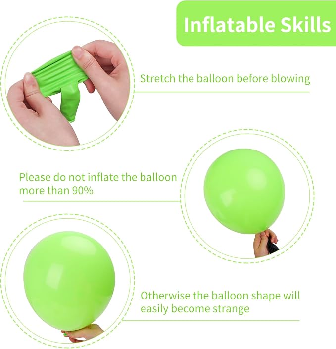 RUBFAC Lime Green Balloons Different Sizes Neon Green Balloon Arch 129pcs | - Image 3
