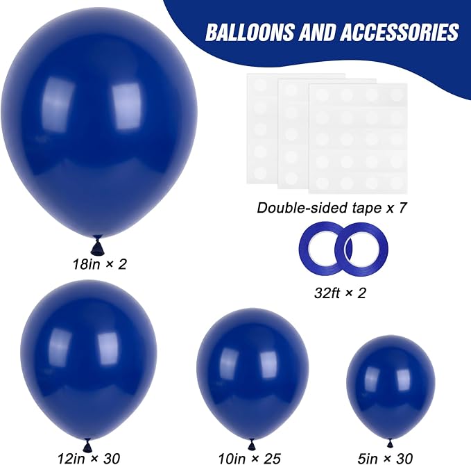RUBFAC 87pcs Navy Blue Balloons Different Sizes 18 12 10 5 Inches, Premium - Image 2