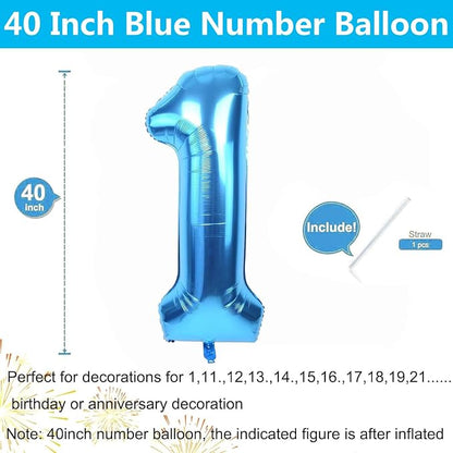40 inch Blue Number Balloon Giant Foil Helium Balloons Blue Number 1 Balloon - Image 2