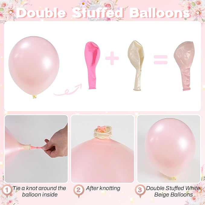 Pink Balloons 60 Pcs Light Baby Pearl Pink and White Latex Party Balloon - Image 5