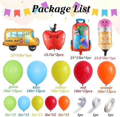 158pcs Back to School Balloon Garland Arch Kit, School Bus House Pencil Bag - Image 2