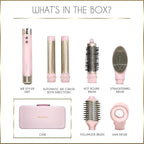 ELLA BELLA® 6 in 1 Professional Hot Air Styler • Powerful Hair Dryer & Straightener Set • Styling Without Heat Damage • Fast Drying Curling Volumizing Straightening • Protective Travel Case (Pink)