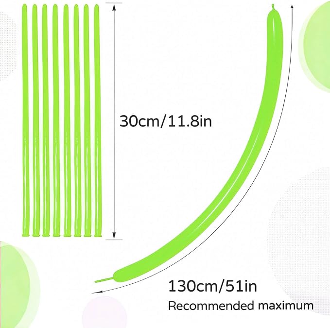 260 Light Green Long Balloons for Balloon Garland Thickening Skinny Latex - Image 3