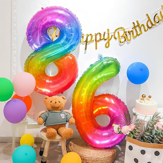 Rainbow Number 6 Balloon 40 Inch Rainbow 6 Balloon Giant Helium Foil Number 0 - Image 3
