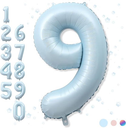 Big Number 9 Balloons, Light Sky Blue Foil 9 Balloon Numbers 40 Inch, Giant 9th by Froova