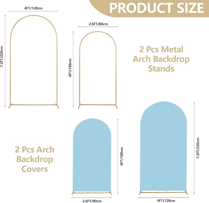 Wedding Arch Backdrop Stand Set of 2 - Image 2