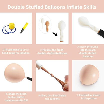 Beige Blush Pink Double Stuffed Balloons Different Size 115Pcs 5/10/12/18" - Image 3