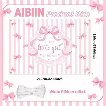 AIBIIN A Sweet Little Girl is on The Way Photography Background | Pink Bow - Image 2